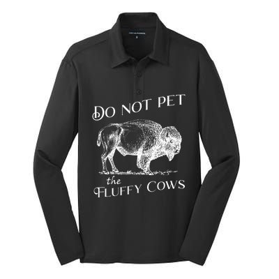 Do Not Pet The Fluffy Cows American Bison Vintage Silk Touch Performance Long Sleeve Polo