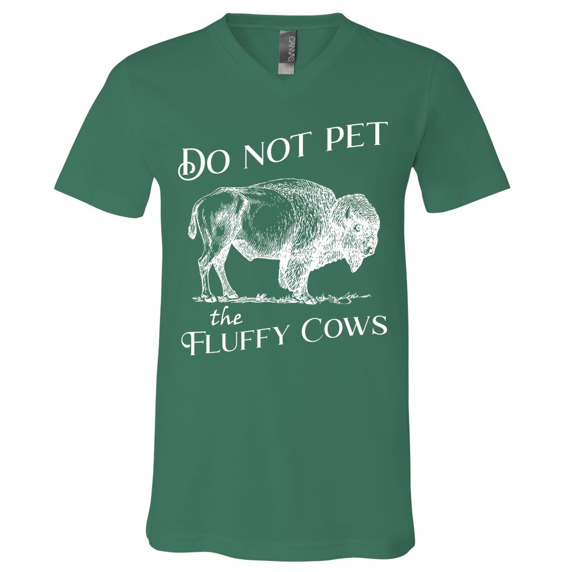 Do Not Pet The Fluffy Cows American Bison Vintage V-Neck T-Shirt