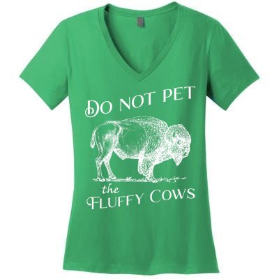Do Not Pet The Fluffy Cows American Bison Vintage Women's V-Neck T-Shirt