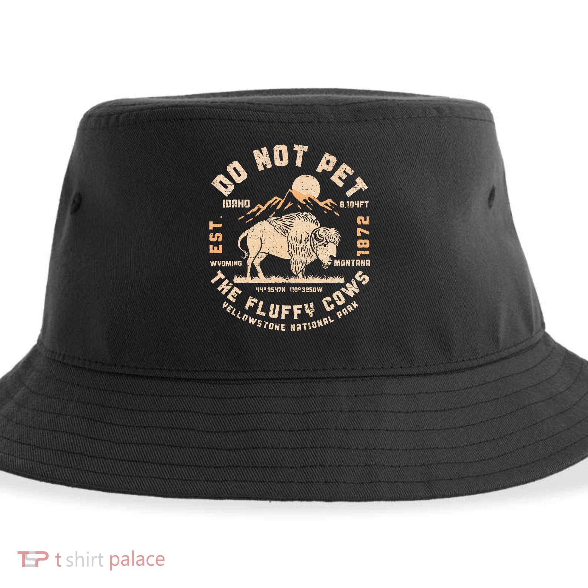 Do Not Pet the Fluffy Cows Yellowstone National Park Cows Sustainable Bucket Hat