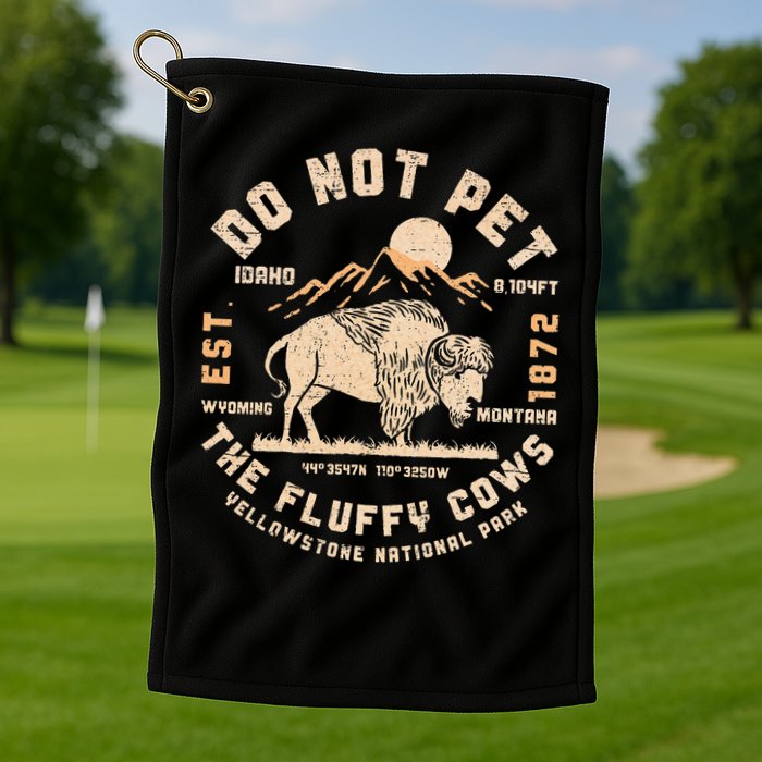 Do Not Pet the Fluffy Cows Yellowstone National Park Cows Golf Towel