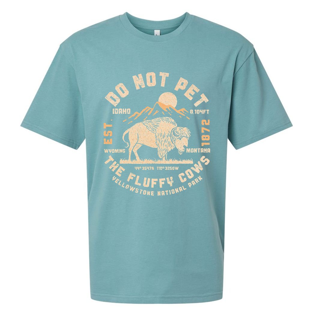 Do Not Pet the Fluffy Cows Yellowstone National Park Cows Sueded Cloud Jersey T-Shirt