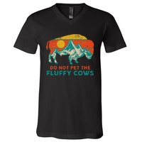 Do Not Pet The Fluffy Cows Funny Bison National Park V-Neck T-Shirt