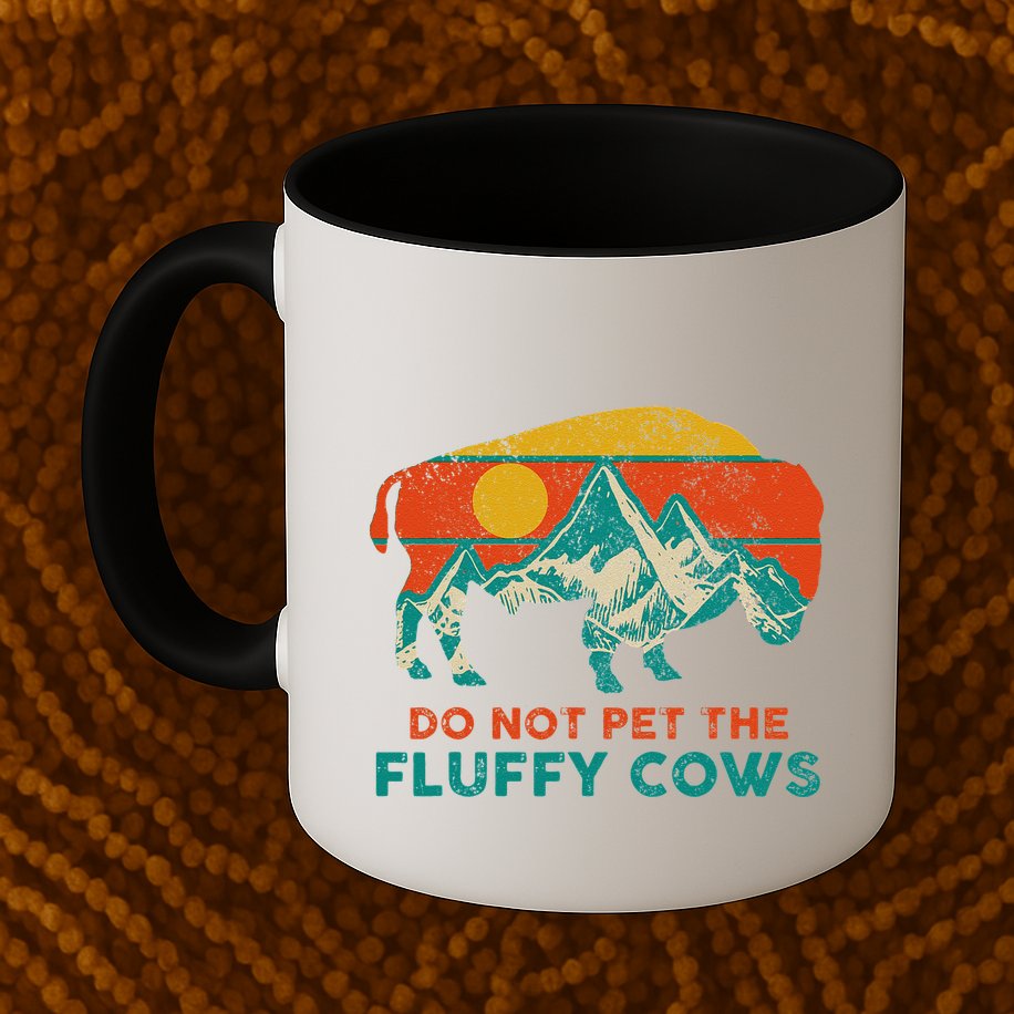 Do Not Pet The Fluffy Cows Funny Bison National Park Mug