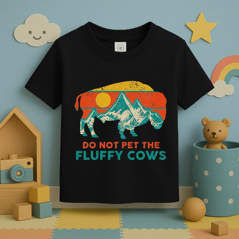 Do Not Pet The Fluffy Cows Funny Bison National Park Toddler T-Shirt