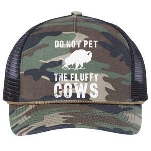 Do Not Pet The Fluffy Cows Funny Bison Retro Rope Trucker Hat Cap