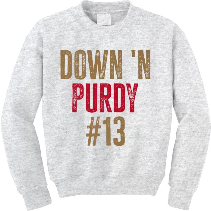 Down 'N Purdy 13 Brock Purdy American Football Quarterback Kids Sweatshirt