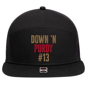 Down 'N Purdy 13 Brock Purdy American Football Quarterback 7 Panel Mesh Trucker Snapback Hat