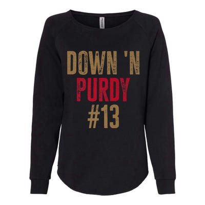 Down 'N Purdy 13 Brock Purdy American Football Quarterback Womens California Wash Sweatshirt