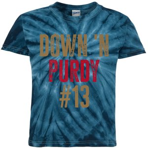 Down 'N Purdy 13 Brock Purdy American Football Quarterback Kids Tie-Dye T-Shirt