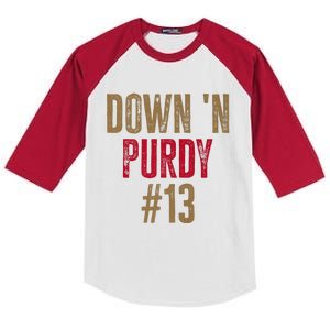 Down 'N Purdy 13 Brock Purdy American Football Quarterback Kids Colorblock Raglan Jersey