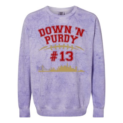 Down 'N Purdy #13 San Francisco Football Fan Colorblast Crewneck Sweatshirt