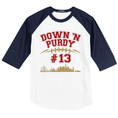 Down 'N Purdy #13 San Francisco Football Fan Baseball Sleeve Shirt