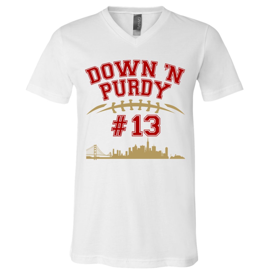 Down 'N Purdy #13 San Francisco Football Fan V-Neck T-Shirt