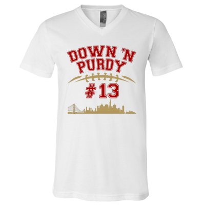 Down 'N Purdy #13 San Francisco Football Fan V-Neck T-Shirt