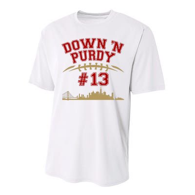 Down 'N Purdy #13 San Francisco Football Fan Performance Sprint T-Shirt