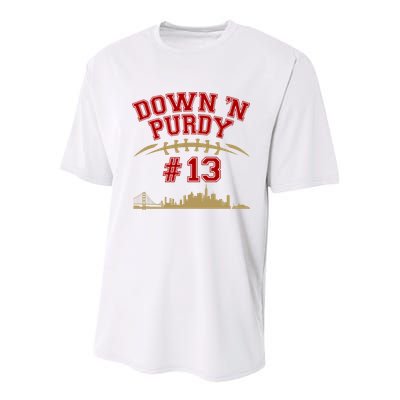 Down 'N Purdy #13 San Francisco Football Fan Youth Performance Sprint T-Shirt