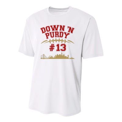 Down 'N Purdy #13 San Francisco Football Fan Youth Performance Sprint T-Shirt