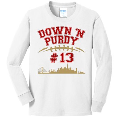 Down 'N Purdy #13 San Francisco Football Fan Kids Long Sleeve Shirt