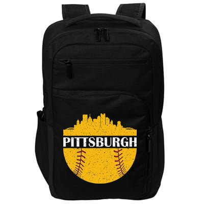 Distressed Novelty Pirate Pittsburgh Baseball Cityscape Impact Tech Backpack