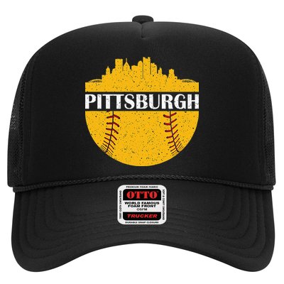 Distressed Novelty Pirate Pittsburgh Baseball Cityscape Hat