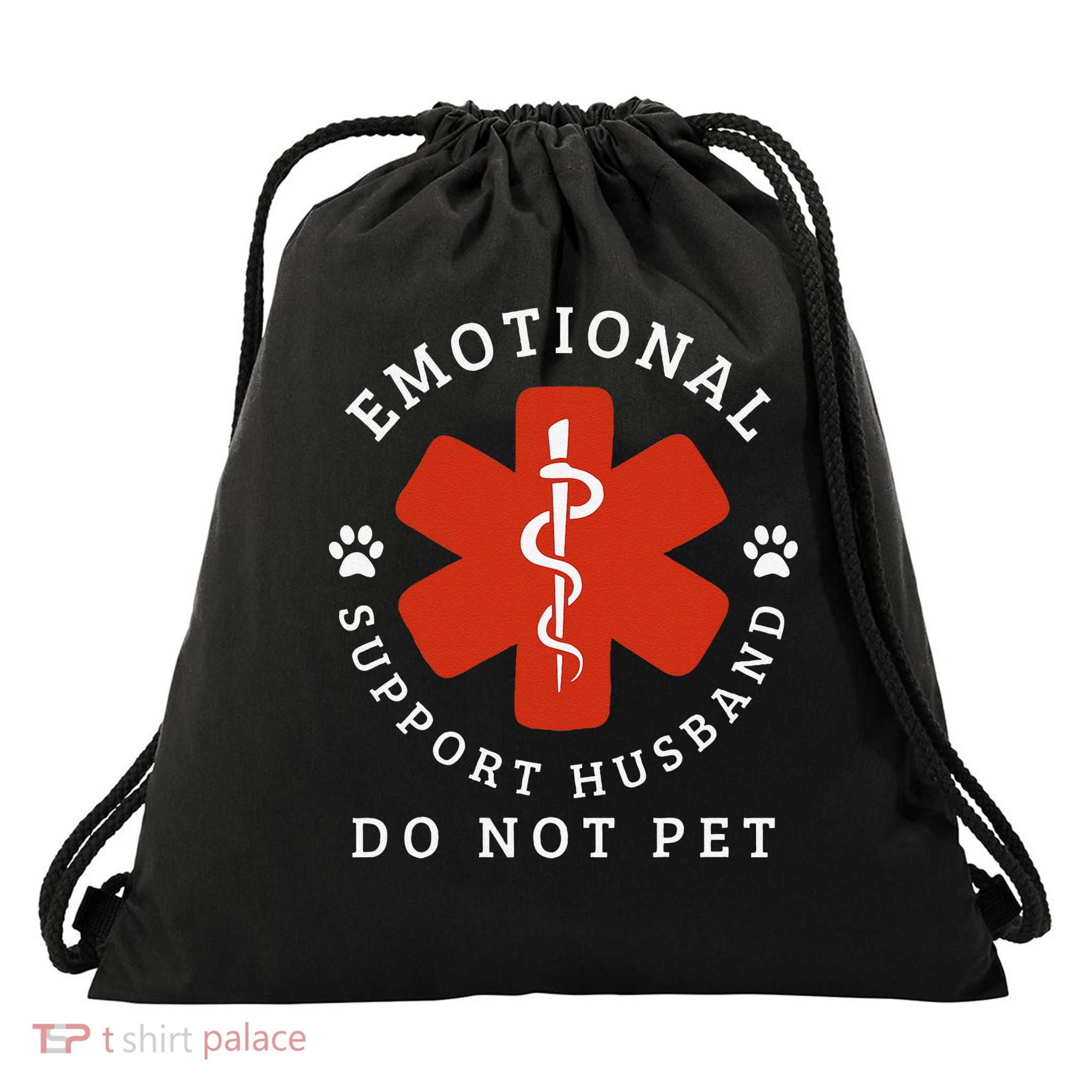 Do Not Pet Emotional Support Husband Funny Drawstring Bag
