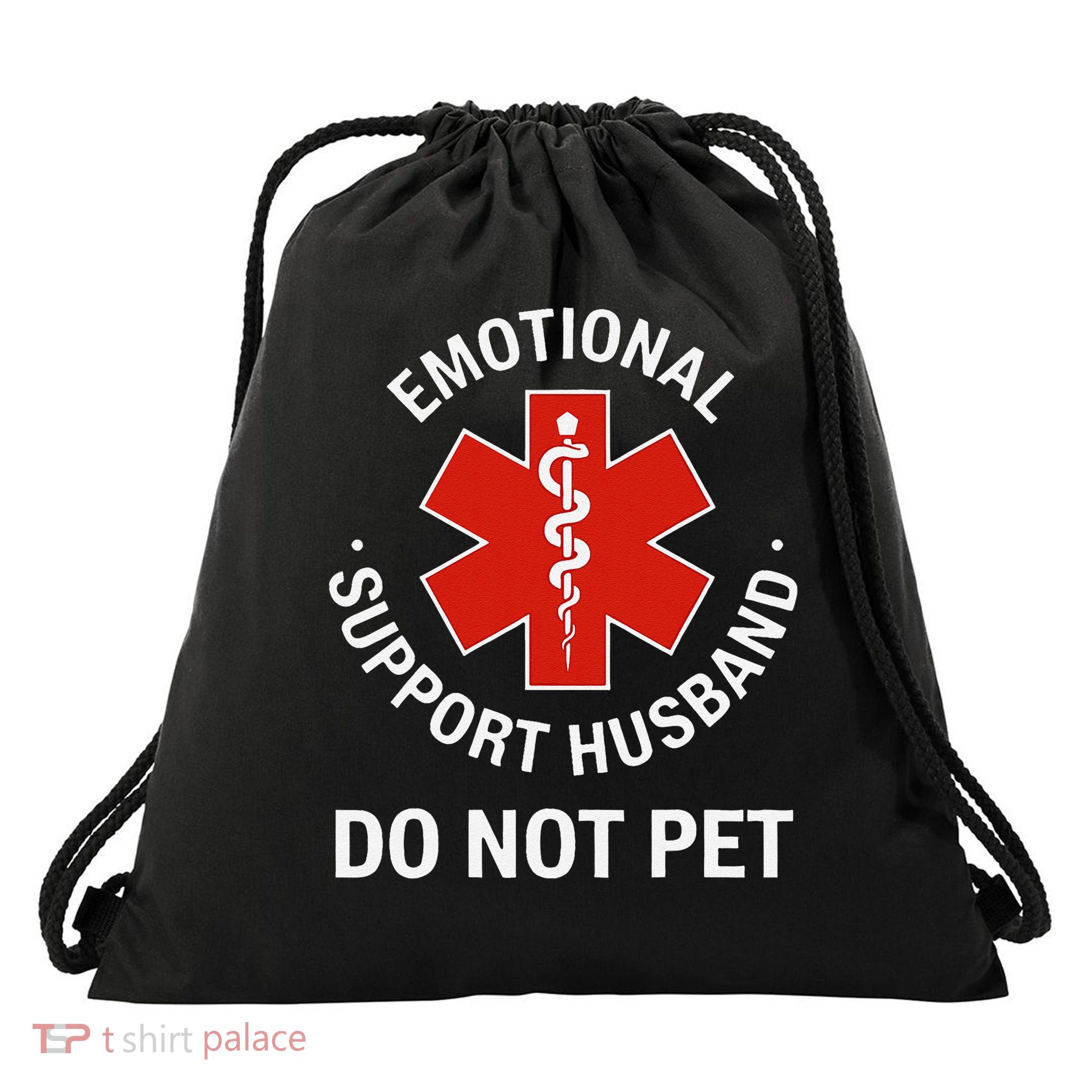 Do Not Pet Emotional Support Husband Funny Drawstring Bag