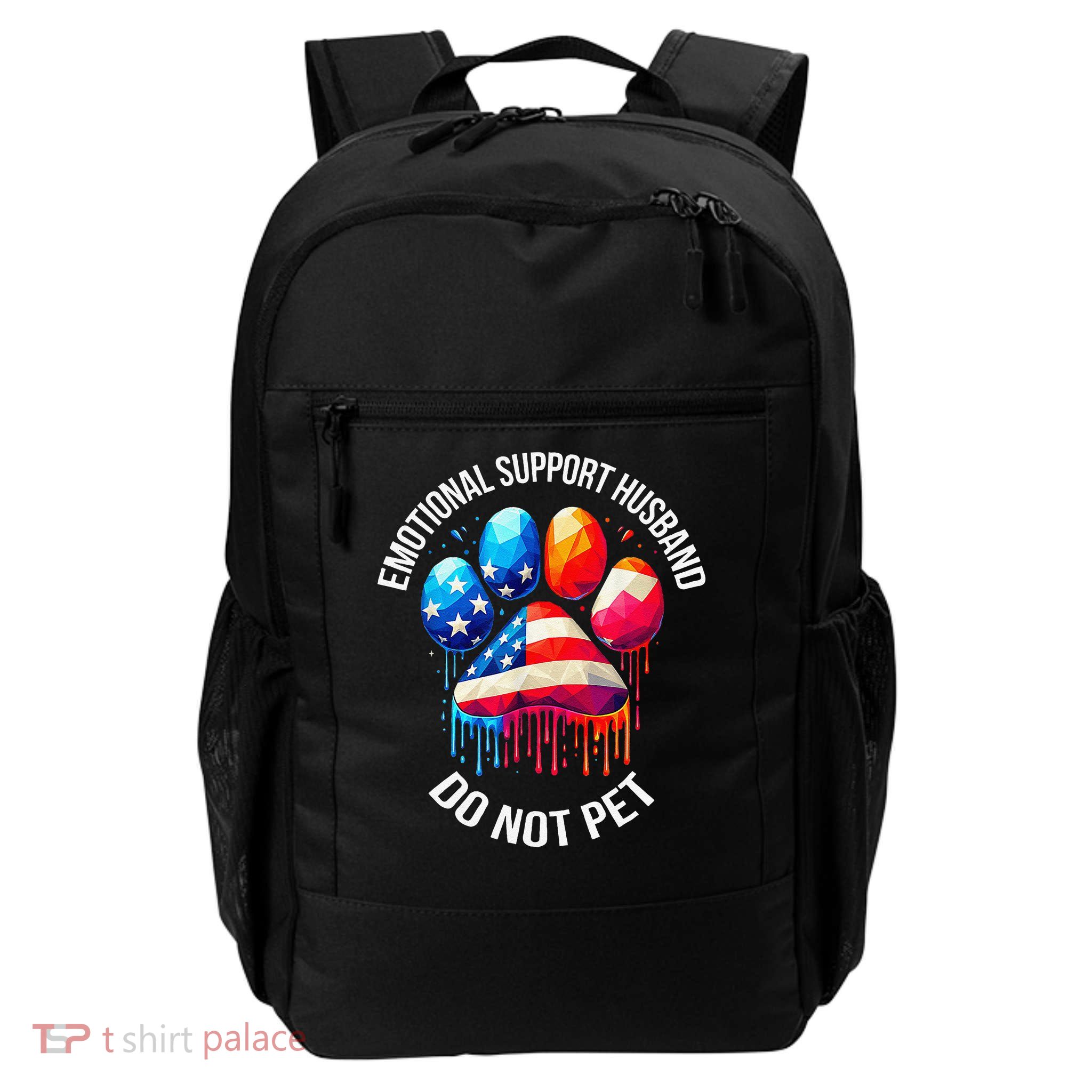 Do Not Pet Emotional Support Husband Funny US Flag Women Backpack
