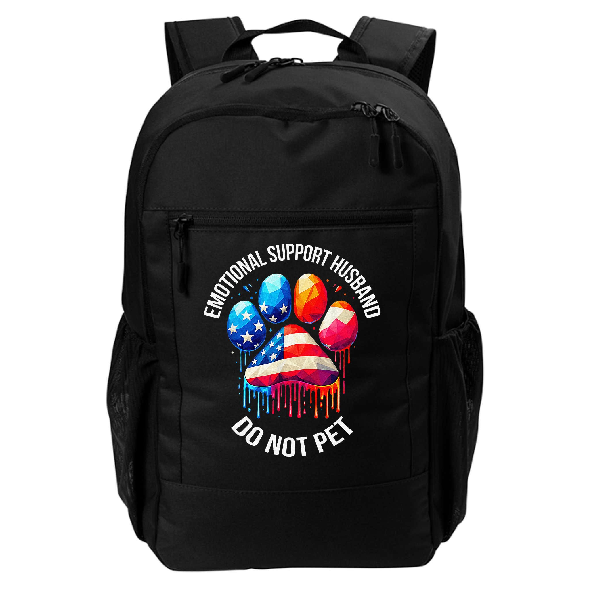 Do Not Pet Emotional Support Husband Funny US Flag Women Backpack
