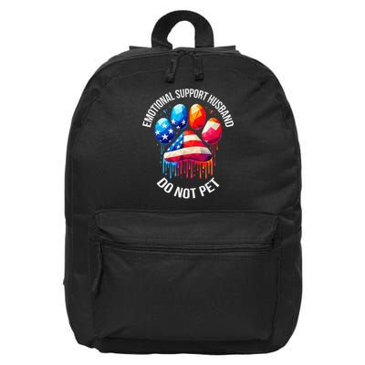Do Not Pet Emotional Support Husband Funny US Flag Women 16 in Basic Backpack