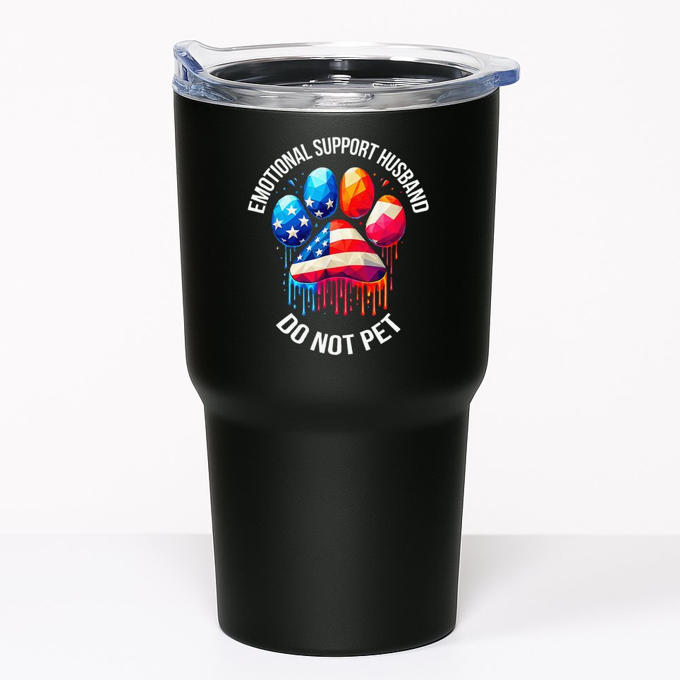 Do Not Pet Emotional Support Husband Funny US Flag Women Tumbler