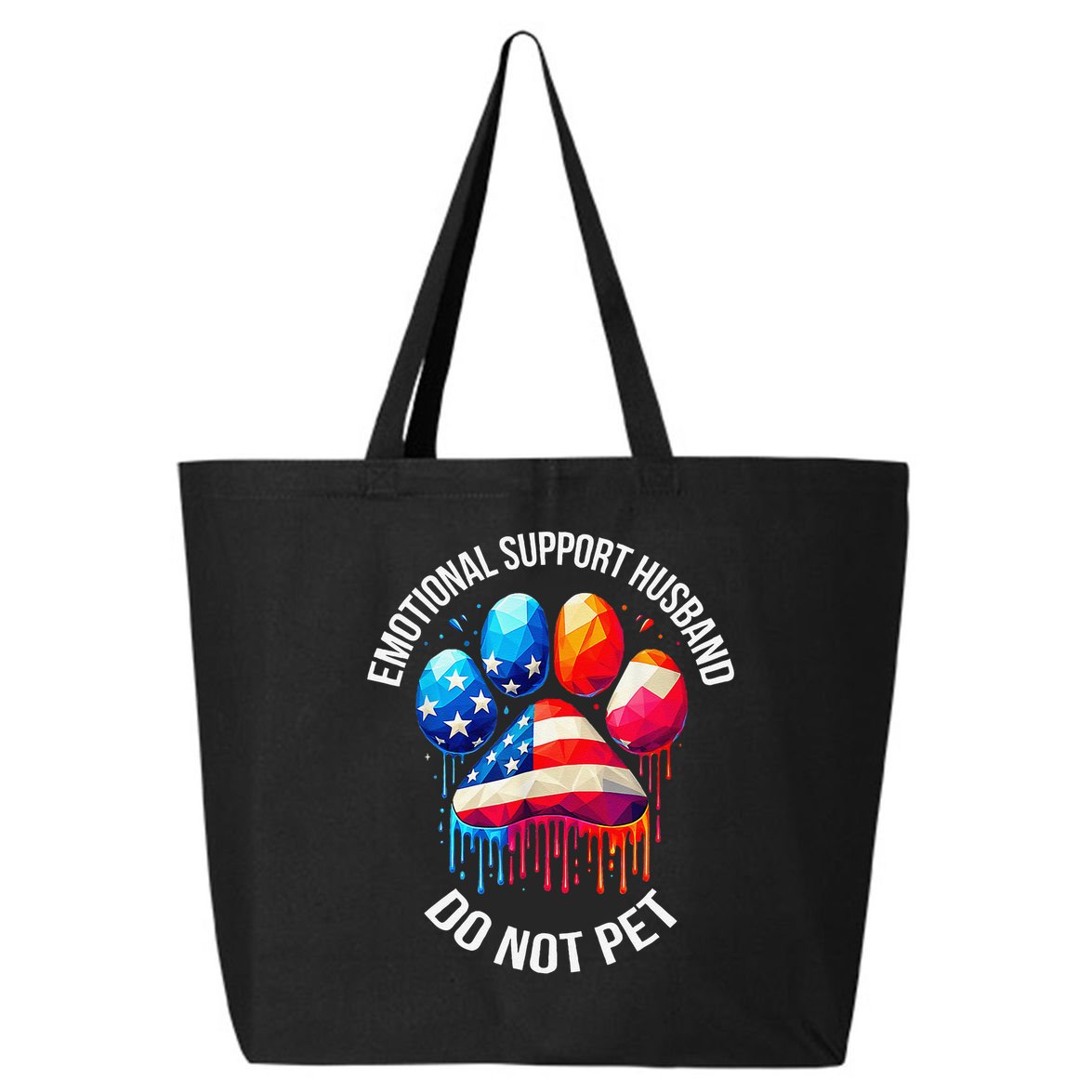 Do Not Pet Emotional Support Husband Funny US Flag Women 25L Jumbo Tote