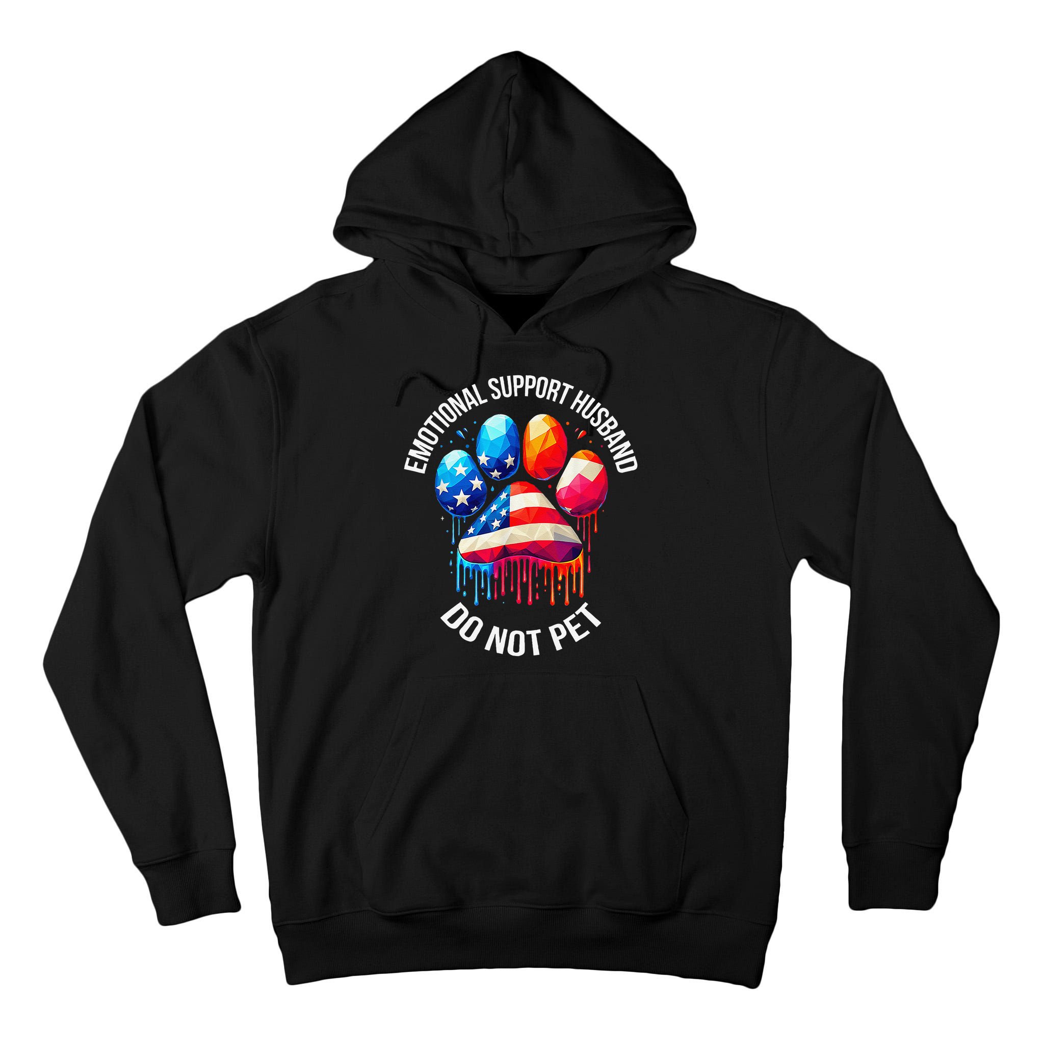 Do Not Pet Emotional Support Husband Funny US Flag Women Tall Hoodie