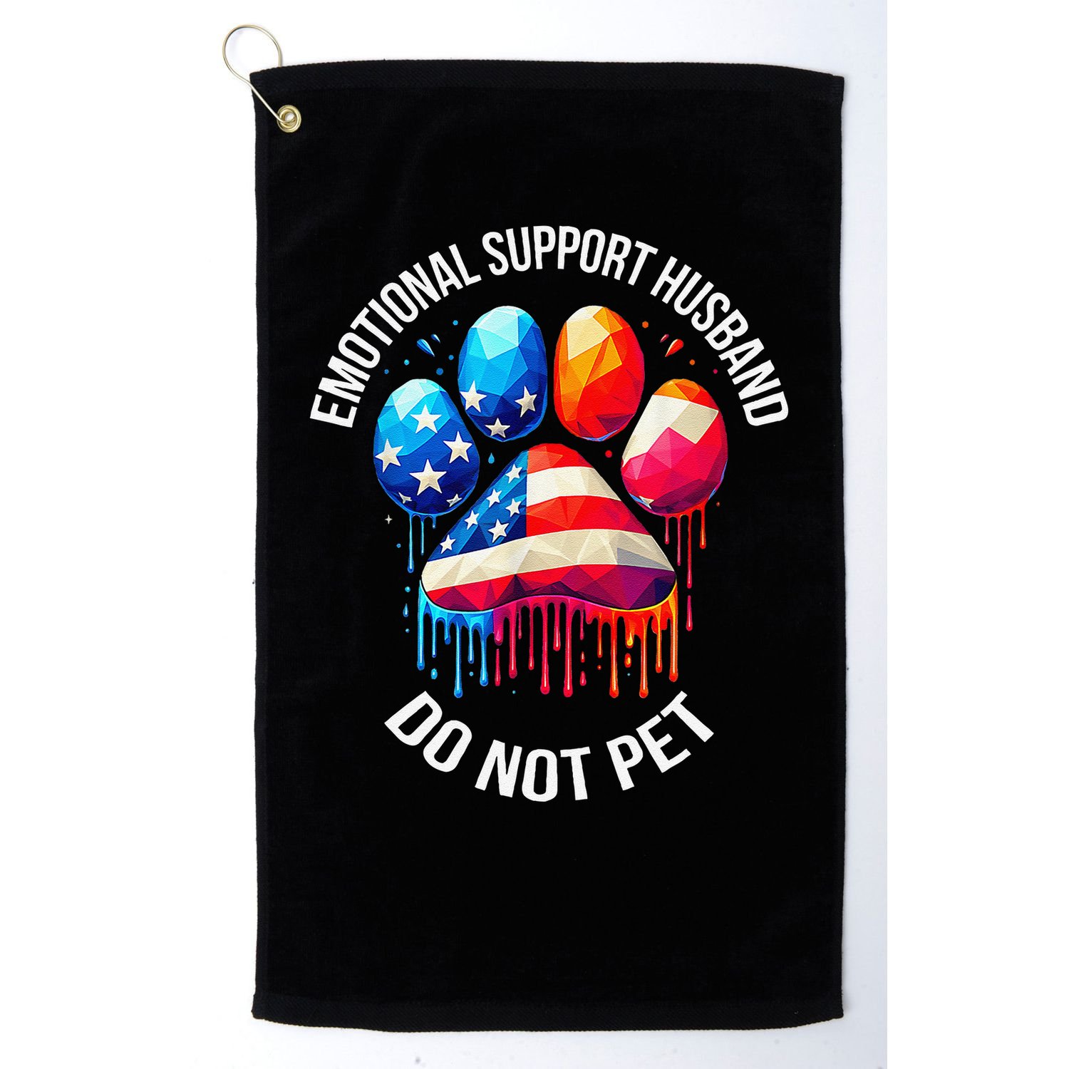 Do Not Pet Emotional Support Husband Funny US Flag Women Golf Towel