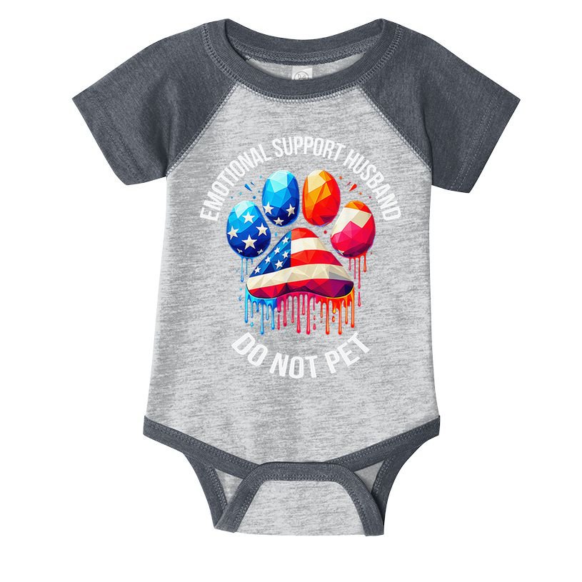 Do Not Pet Emotional Support Husband Funny US Flag Women Infant Baby Jersey Bodysuit