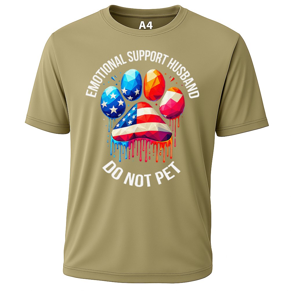 Do Not Pet Emotional Support Husband Funny US Flag Women Performance Shirt