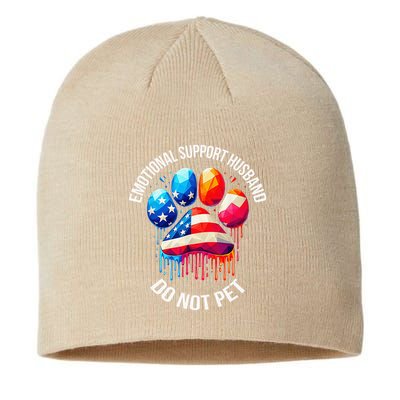 Do Not Pet Emotional Support Husband Funny US Flag Women Sustainable Beanie