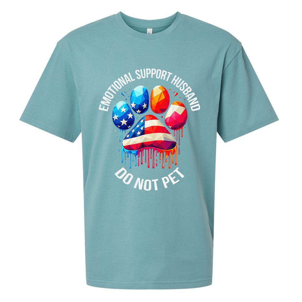 Do Not Pet Emotional Support Husband Funny US Flag Women Sueded Cloud Jersey T-Shirt
