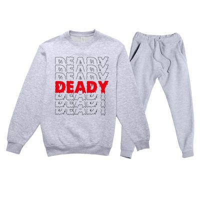 Deady New Parents Halloween Costume For Dad Gift Premium Crewneck Sweatsuit Set