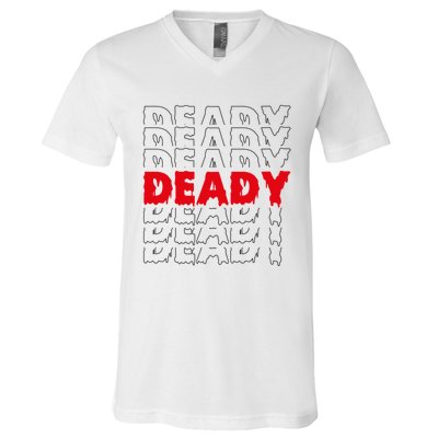 Deady New Parents Halloween Costume For Dad Gift V-Neck T-Shirt