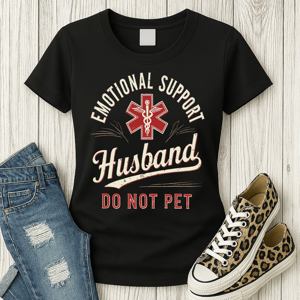 Do Not Pet Emotional Support Husband Funny Womens T-Shirt