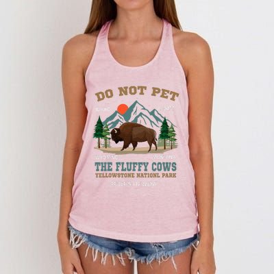 Do Not Pet The Fluffy Cows Bison Yellowstone National Park Women's Knotted Racerback Tank