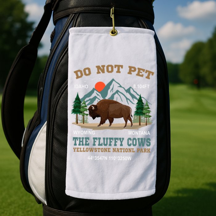Do Not Pet The Fluffy Cows Bison Yellowstone National Park Golf Towel