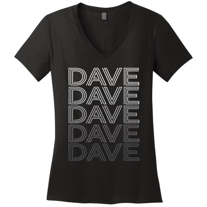 Dave Name Personalized Retro First Last Name Women's V-Neck T-Shirt