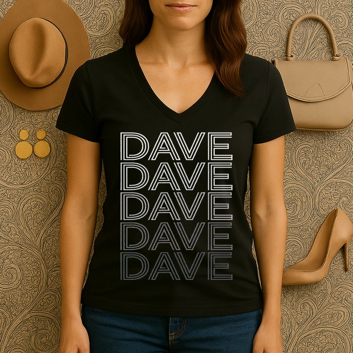 Dave Name Personalized Retro First Last Name Women's V-Neck T-Shirt