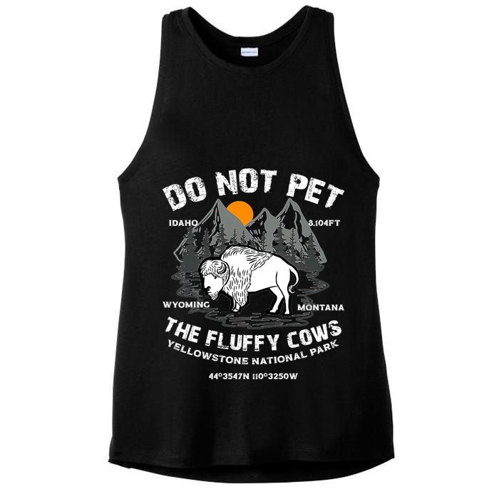 Do Not Pet The Fluffy Cows Bison Y.e.l.l.o.w.s.t.o.n.e National Park Ladies PosiCharge Tri-Blend Wicking Tank