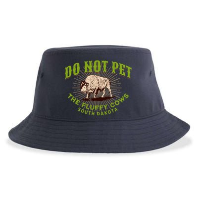 Do Not Pet The Fluffy Cows South Dakota Quote Funny Bison Sustainable Bucket Hat