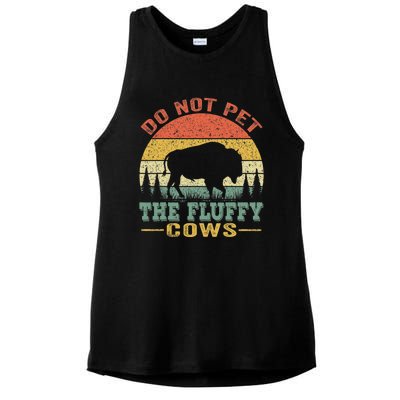 Do Not Pet The Fluffy Cows Bison Retro Vintage Ladies PosiCharge Tri-Blend Wicking Tank