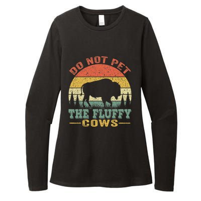 Do Not Pet The Fluffy Cows Bison Retro Vintage Womens CVC Long Sleeve Shirt