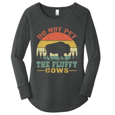 Do Not Pet The Fluffy Cows Bison Retro Vintage Women's Perfect Tri Tunic Long Sleeve Shirt